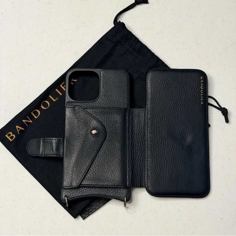 Bandolier Midnight Black Leather iPhone 13 Pro Max Case - Picture 2 of 13